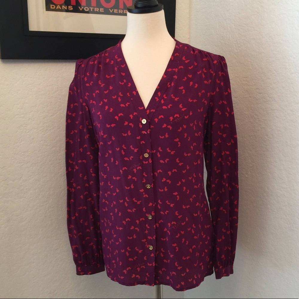 Tory Burch pink blouse with tiny butterfly!